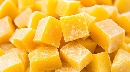 pieces of tasty yellow cheese isolated on white background. 