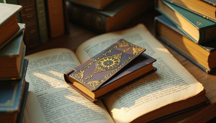 Obraz premium Old Books and Reading Glasses on Wooden Table