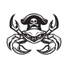 A cartoon crab with a pirate hat image vector isolated on white background.