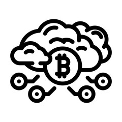 cloud cryptocurrency mining line icon vector. cloud cryptocurrency mining sign. isolated contour symbol black illustration