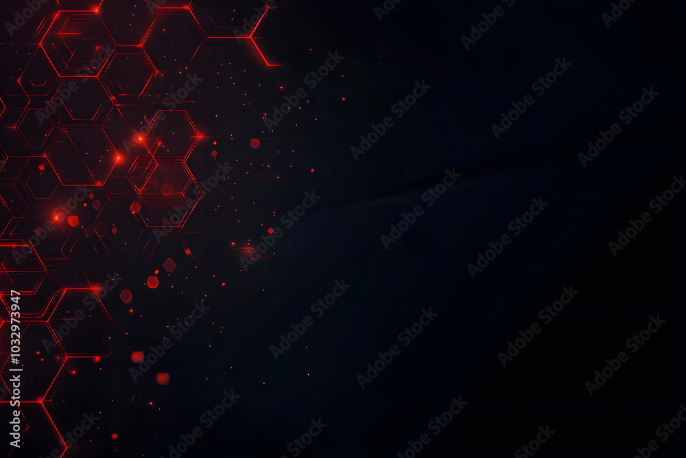 Wall mural abstract background from many hexagons. geometric background in red colors. projection of red hexago