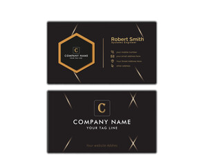 Black and golden luxury premium business card design template. Modern premium visiting card and minimalist design