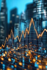 Moving line graphs rising together representing business expansion