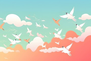 birds flying in the sky