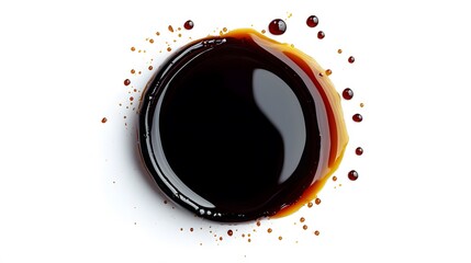 Puddle of soy sauce isolated on a white background. 