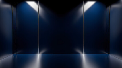 Navy blue room with glossy sheen.