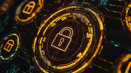 abstract innovative cyber security network, using interconnected nodes to represent business partnerships on the Smart digital Innovation city with connection network reciprocity over the smart city