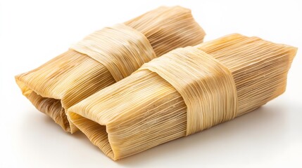 Homemade Wrapped Tamales Isolated on a White Background. 