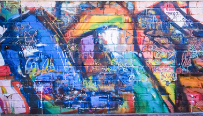 Fototapeta premium graffiti, wall, dirt, paint, art, alleyway, picture, pop, brick, dirty, texture
