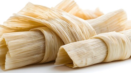 Homemade Wrapped Tamales Isolated on a White Background. 