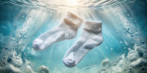 White Socks in Water with Soap Bubbles - Laundry, Cleaning, Freshness, Home Care, Washing, Hygiene, Textile, Fabric Care, Laundry Day, Domestic Life, Detergent