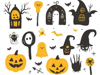 A Collection of Hand-Drawn Halloween Illustrations