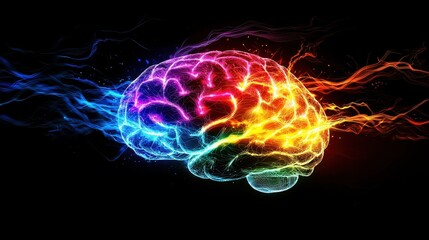 Fototapeta premium Vibrant Digital Brain with Glowing Effects