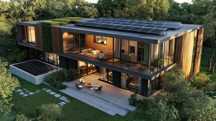 Obraz premium Modern Home with Renewable Energy Features