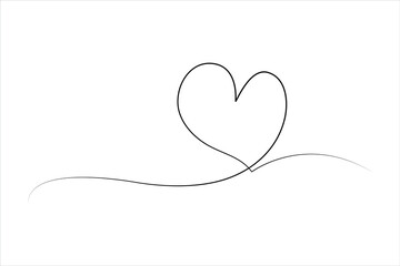 Continuous single line drawing heart valentine's day love isolated  hand drawn vector illustration

