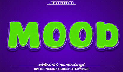 Mood Vector Text Effect Editable Alphabet Green Purple Cute Kids Cartoon