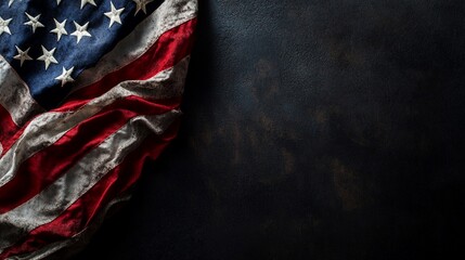 Distressed American Flag on Dark Background with Contrast