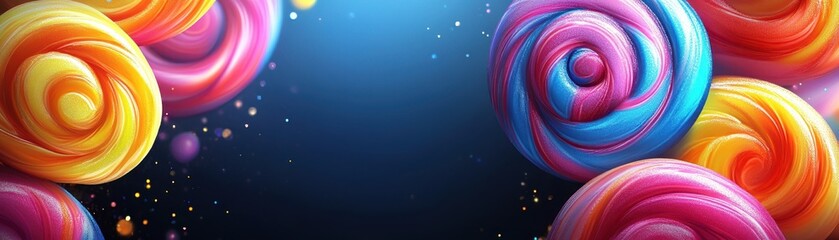 Abstract Swirling Shapes in Vibrant Colors and Shimmering Particles