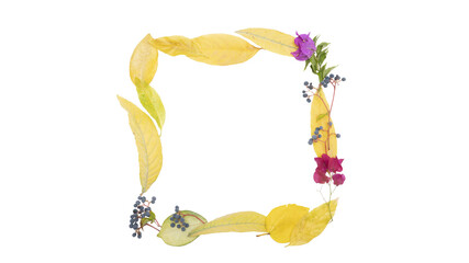 yellow autumn leaf frame background for Halloween and Thanksgiving