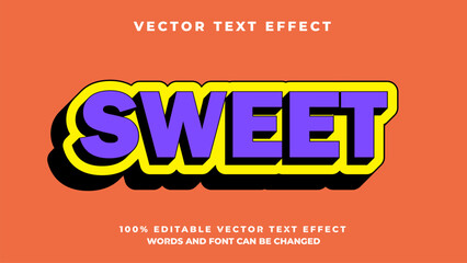 Sweet editable vector text effect with bold and retro style