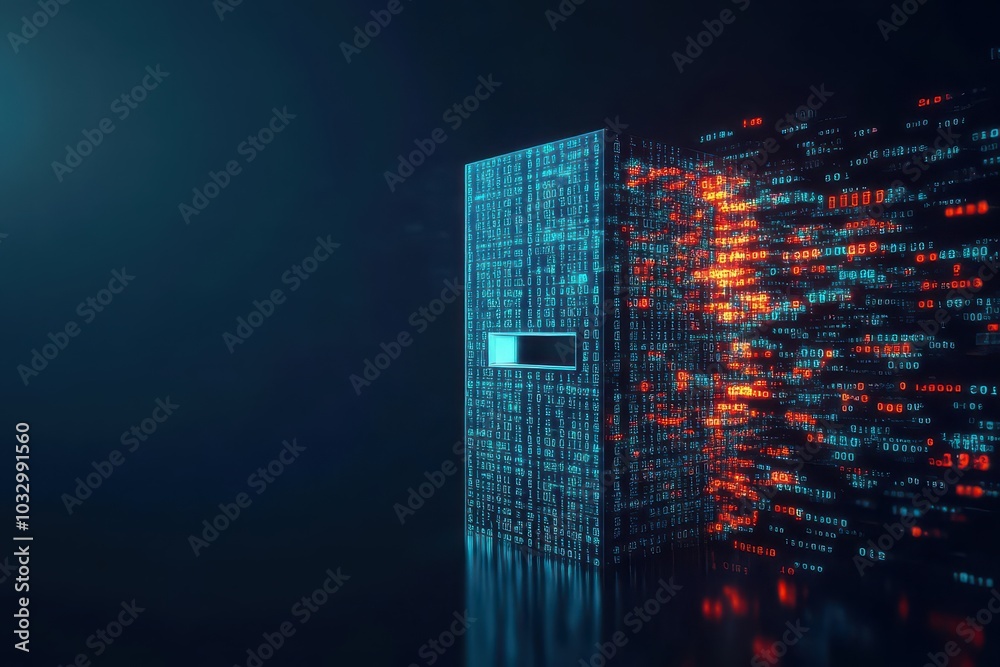 Poster A locked digital vault with binary code spilling out from behind it, representing the need to protect personal information in the digital world