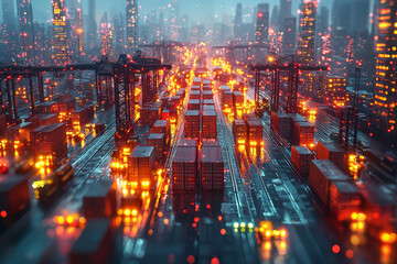 A logistics firm using blockchain to track shipments in real-time, illustrating blockchain's role in improving supply chain transparency. Concept of logistics.