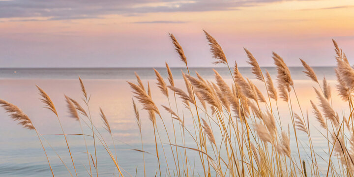 dry grass sun rays background wind nature landscape freedom Sky background, light pink
