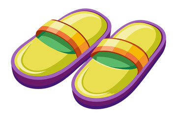  Pair of comfortable slippers on a vector art illustration 