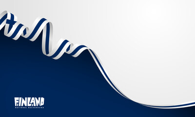 White blue background with waving long finland flag design
