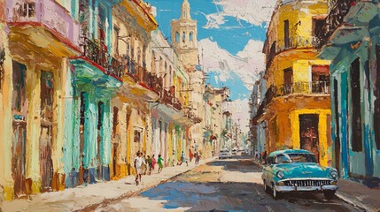 Fototapeta premium Vibrant street scene in Havana, Cuba