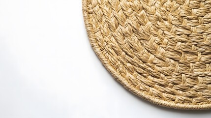 A woven luncheon mat on a white background. 