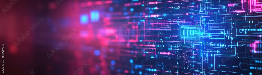 Aufkleber futuristic software interface, neon circuits, holographic data streams, dark cyber background