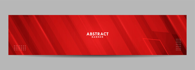 Fototapeta premium Red banner modern geometric shapes background. Gradient abstract. Template for banner design background
