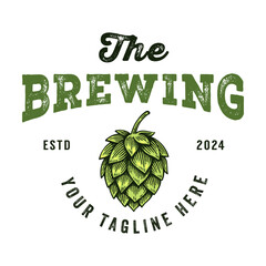 Craft Beer Brewery Logo, Vintage Hop Cone Badge Emblem Design