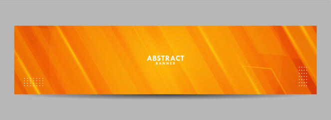Orange banner modern geometric shapes background. Gradient abstract. Template for banner design background