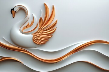 Abstract shapes representing swan wings, forming soft waves on a blank background