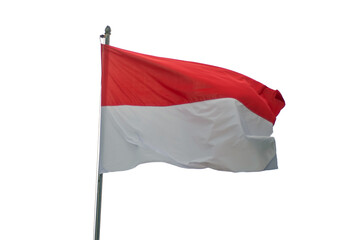 red and white flags fluttering in the wind