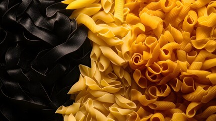 Banner of pasta on black and white background. 