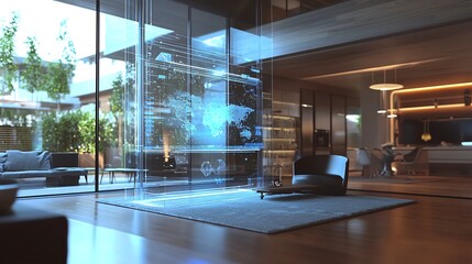 Futuristic holographic display in smart home