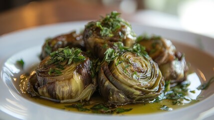 Elegantly Presented Carciofi Alla Romana Dish