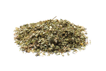 Pile of dried oregano isolated on white