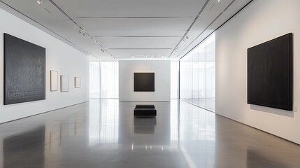 Serene minimalist art gallery interior