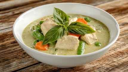 Delicious Chicken Green Curry in a Bowl