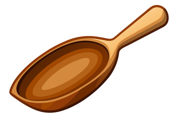 Empty wooden scoop vector art and illustration 