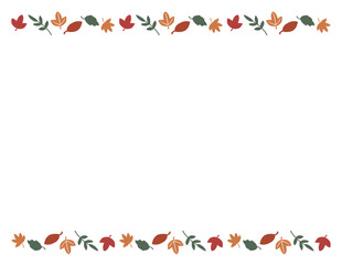 Fototapeta premium 紅葉と落ち葉の手書きイラストフレーム