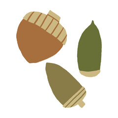 シンプルなどんぐりの手書きベクターイラスト