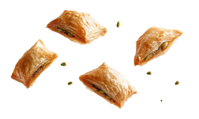 Pistachio baklava on transparent background