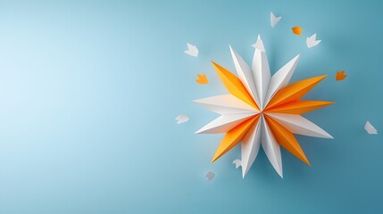 Obraz premium Layered Paper Cut Abstract Star Design with Sharp Exaggerated Points for Dynamic and Striking Decor Geometric Shapes and Patterns Create a Sculptural Architectural Appearance