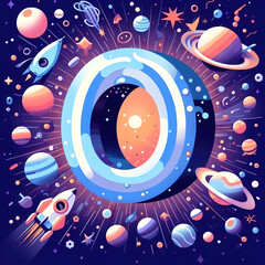 Obraz premium 우주 배경, 알파벳 대문자 