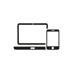 Laptop And Smart Phone Icon, Laptop computer with cell phone icon